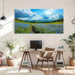 Landscape Serene Sky Flowers Wall Art Canvas Office Home Room Framed 80x45cm