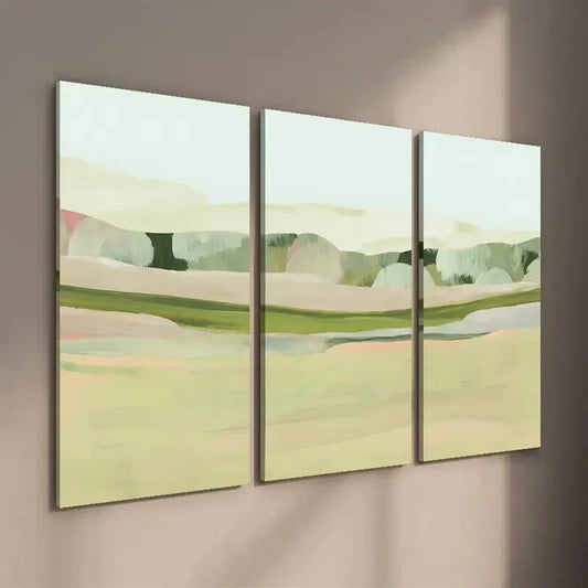 3pcs Rural Meadow Landscape Wall Art Set Canvas Framed 40x60cm - High Quality Print 100% Australian Made Wall Canvas Ready to Hang
