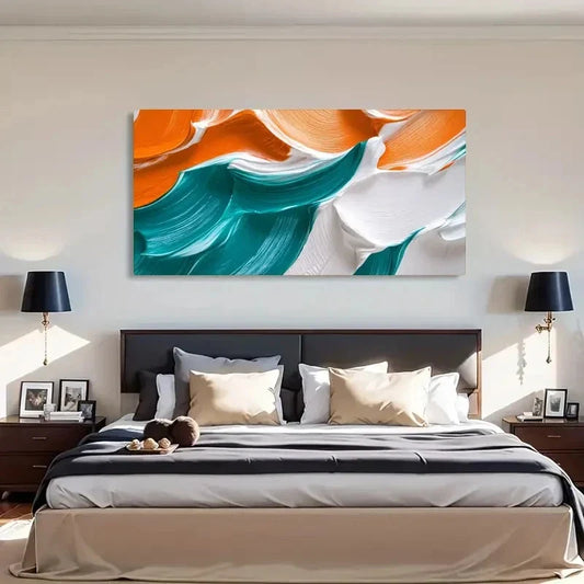 Abstract Swirls Fluid Orange Wall Art Canvas Office Home Room Framed 120x60cm