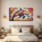 Flower Patterns A Dolphin Wall Art Canvas Office Home Room Framed 80x45cm
