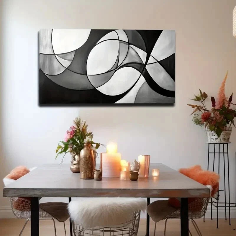 White & Gray Abstract Fluid Wall Art Canvas Office Home Room Framed 120x60cm