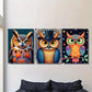 3pcs Vibrant Modern Colorful Owl Metal Print Ready to Hang Art