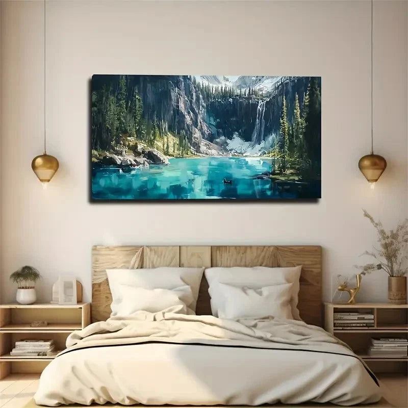 Cliff Waterfall Landscape Wall Art Canvas Office Home Room Framed 120x60cm