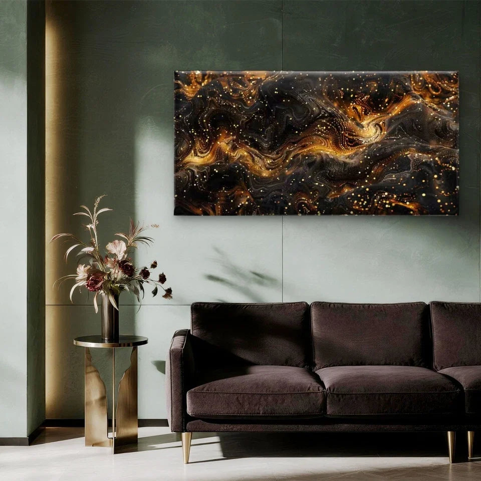 Molten Midnight Wall Art Canvas Office Home Room Framed 120x60cm