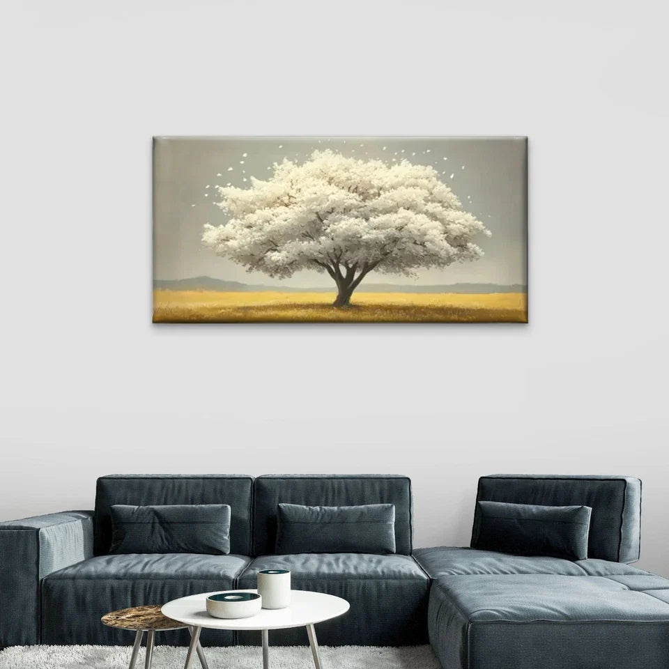 The Trees In Field Peaceful Wall Art Canvas Office Home Room Framed 80x45cm