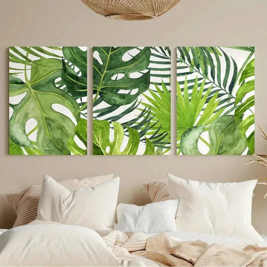 3pcs Banana Leaf Tropical Leaves Metal Print Ready to Hang Art
