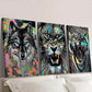 3pcs Wolf Lion and Tiger Head Portraits Wall Art Set Canvas Framed 40x60cm - High Quality Print 100% Australian Made Wall Canvas Ready to Hang