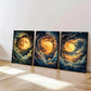 3pcs Night Sky Clouds Stunning Golden Moon Wall Art Set Canvas Framed 40x60cm - High Quality Print 100% Australian Made Wall Canvas Ready to Hang