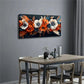 Orange & White Floral on Black Wall Art Canvas Office Home Room Framed 120x60cm