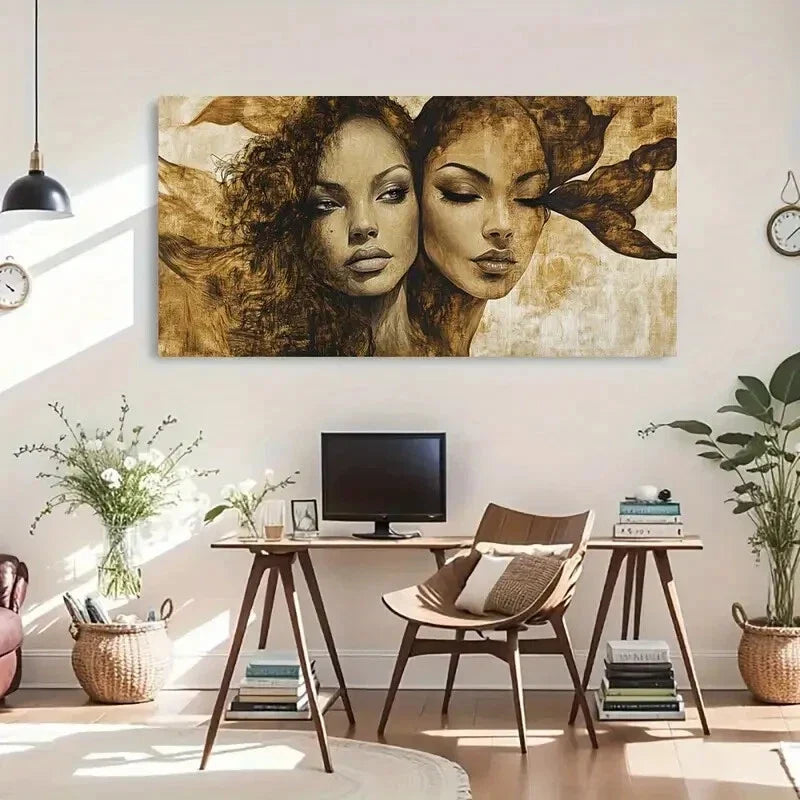 Abstract Double Exposure Modern Wall Art Canvas Office Home Room Framed 120x60cm