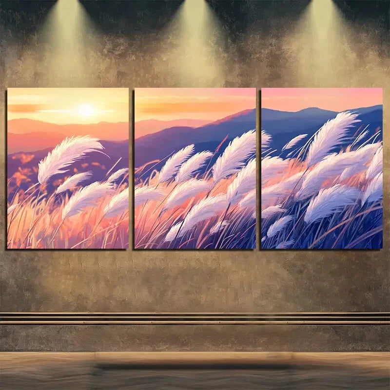 3pcs Vibrant Orange Purple Sky Colorful Perfect Wall Art Set Canvas Framed 40x60cm - High Quality Print 100% Australian Made Wall Canvas Ready to Hang