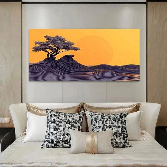 Minimalist Pine Trees On Hill Wall Art Canvas Office Home Room Framed 80x45cm