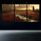 3pcs Rose River White Clouds Green Metal Print Ready to Hang Art