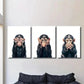 3pcs Playful Chimpanzee Expressions Wall Art Set Canvas Framed 40x60cm - High Quality Print 100% Australian Made Wall Canvas Ready to Hang