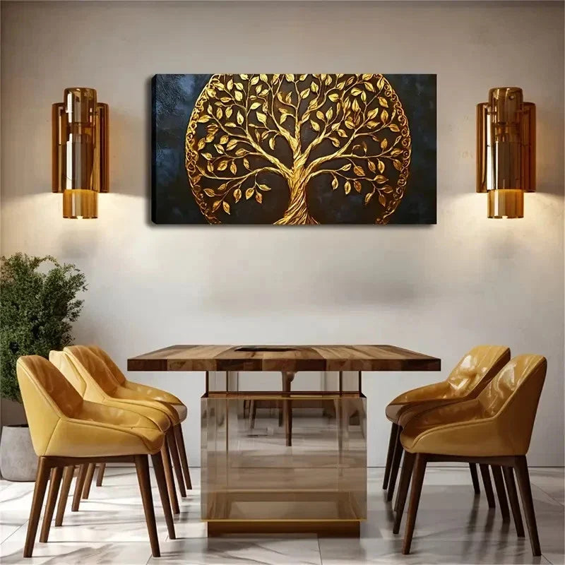 Modern Minimalist Golden Branch Wall Art Canvas Office Home Room Framed 80x45cm
