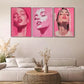 3pcs   Pink Female Portrait Triptych Wall Art Set Canvas Framed 40x60cm - High Quality Print 100% Australian Made Wall Canvas Ready to Hang