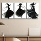 3pcs Abstract Charming Figures Dancing Black Metal Print Ready to Hang Art