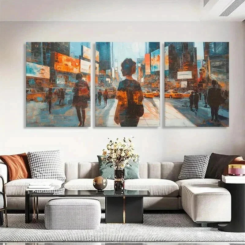 3pcs Dynamic Digital Influence Modern Perfect Wall Art Set Canvas Framed 40x60cm - High Quality Print 100% Australian Made Wall Canvas Ready to Hang