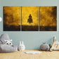 3pcs Denim Man Riding On Horse Metal Print Ready to Hang Art