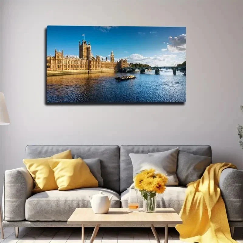 London Skyline Wall Art Canvas Office Home Room Framed 80x45cm