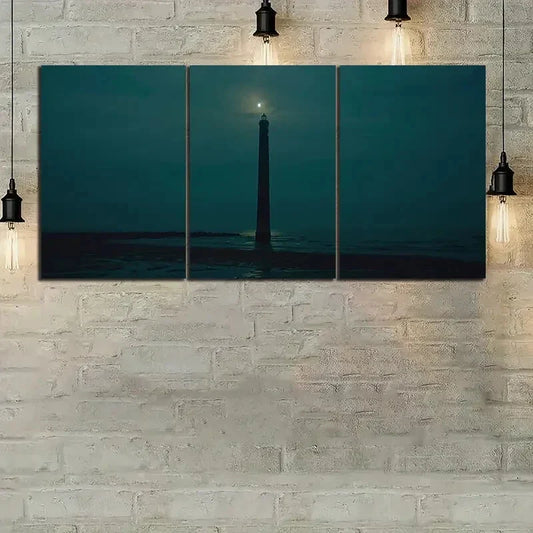 3pcs Lighthouse Night Sky Beach Metal Print Ready to Hang Art