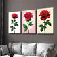 3pcs Red Rose Triptych Classic & Glam Style Wall Art Set Canvas Framed 40x60cm - High Quality Print 100% Australian Made Wall Canvas Ready to Hang