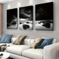 3pcs Black and White Stormy Ocean Landscape Wall Art Set Canvas Framed 40x60cm - High Quality Print 100% Australian Made Wall Canvas Ready to Hang