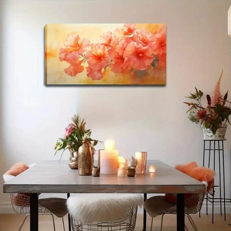 Elegant Pink Floral Design Wall Art Canvas Office Home Room Framed 120x60cm