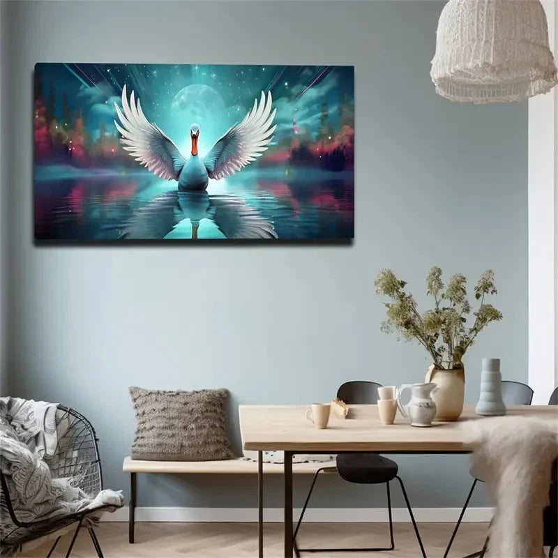 Wings Spread Under Moonlight Wall Art Canvas Office Home Room Framed 120x60cm
