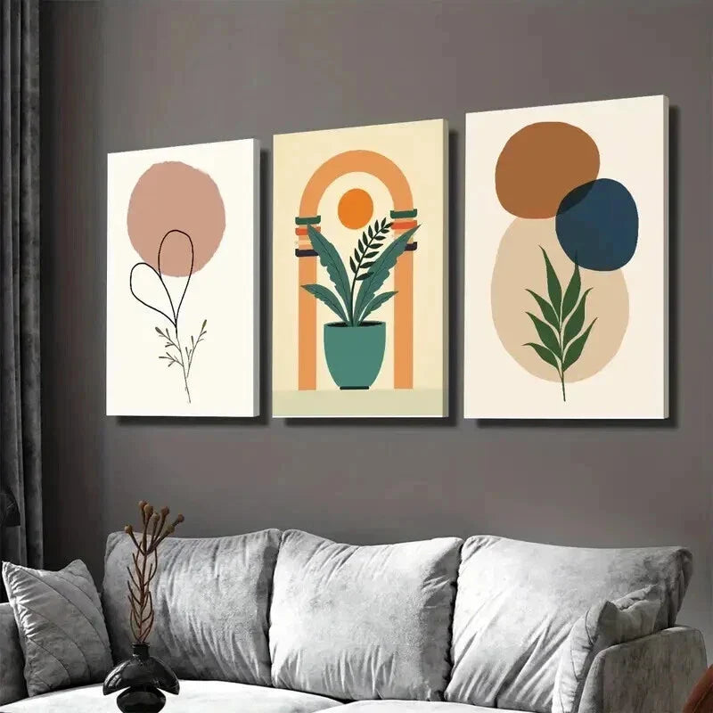 3pcs Modern Abstract Boho Style Wall Art Set Canvas Framed 40x60cm - High Quality Print 100% Australian Made Wall Canvas Ready to Hang