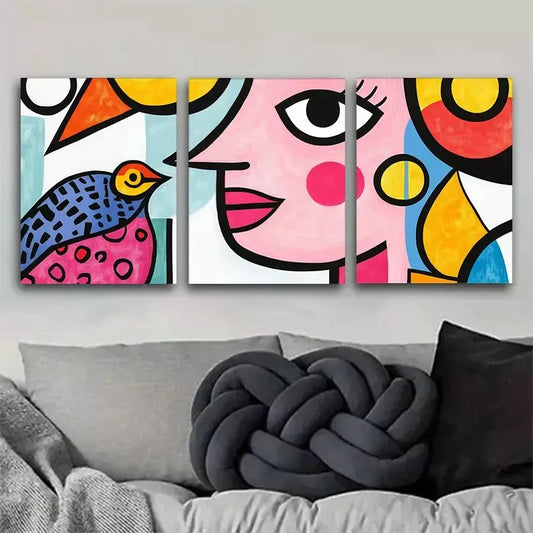 3pcs  a pop art aesthetic characterized Wall Art Set Canvas Framed 40x60cm - High Quality Print 100% Australian Made Wall Canvas Ready to Hang