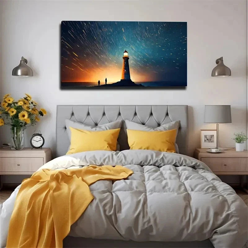 Stunning Sky & Lighthouse Wall Art Canvas Office Home Room Framed 120x60cm