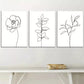 3pcs Modern Minimalist Botanical Black Line Wall Art Set Canvas Framed 40x60cm - High Quality Print 100% Australian Made Wall Canvas Ready to Hang