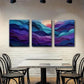 3pcs Elegant Purple and Teal Layered Perfect Wall Art Set Canvas Framed 40x60cm - High Quality Print 100% Australian Made Wall Canvas Ready to Hang