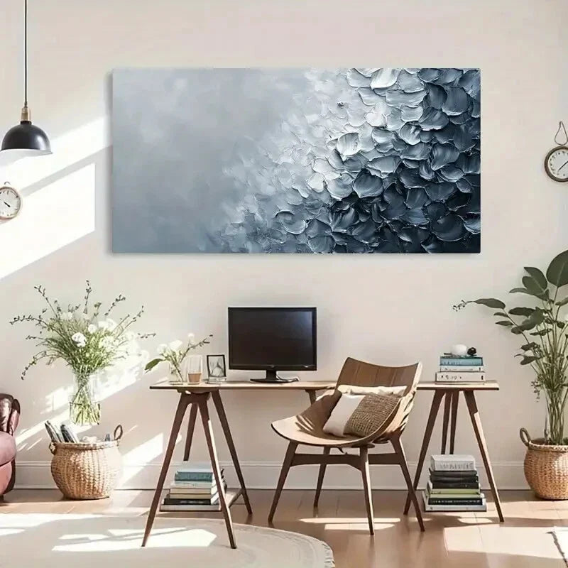 Monochrome Palette with Texture Wall Art Canvas Office Home Room Framed 120x60cm