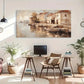Serene River & Boats Vintage Wall Art Canvas Office Home Room Framed 120x60cm