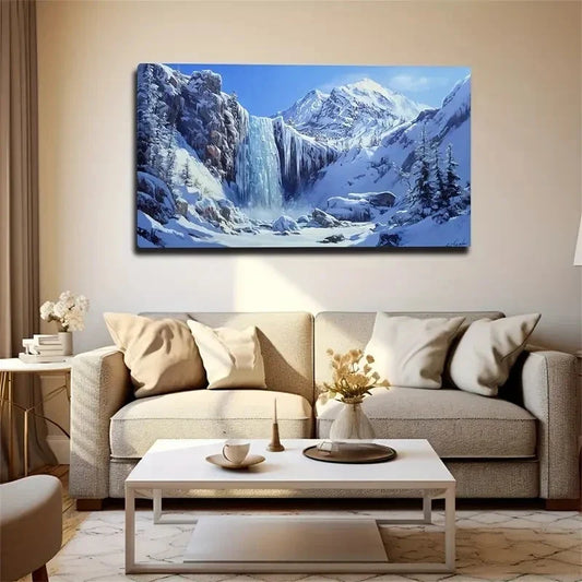 Snowy Mountain Landscape Wall Art Canvas Office Home Room Framed 80x45cm