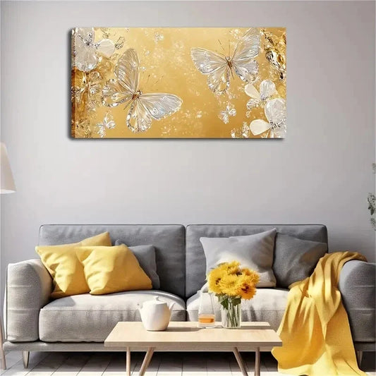 Graceful Butterflies Elegant Wall Art Canvas Office Home Room Framed 120x60cm