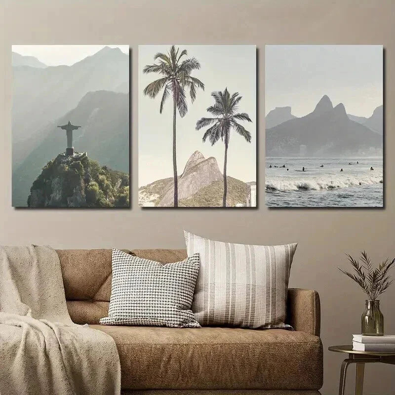3pcs Rio de Janeiro Brazilian Inspirational Wall Art Set Canvas Framed 40x60cm - High Quality Print 100% Australian Made Wall Canvas Ready to Hang
