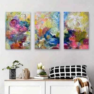3pcs odern Graffiti Wall Decor with Colorful Metal Print Ready to Hang Art