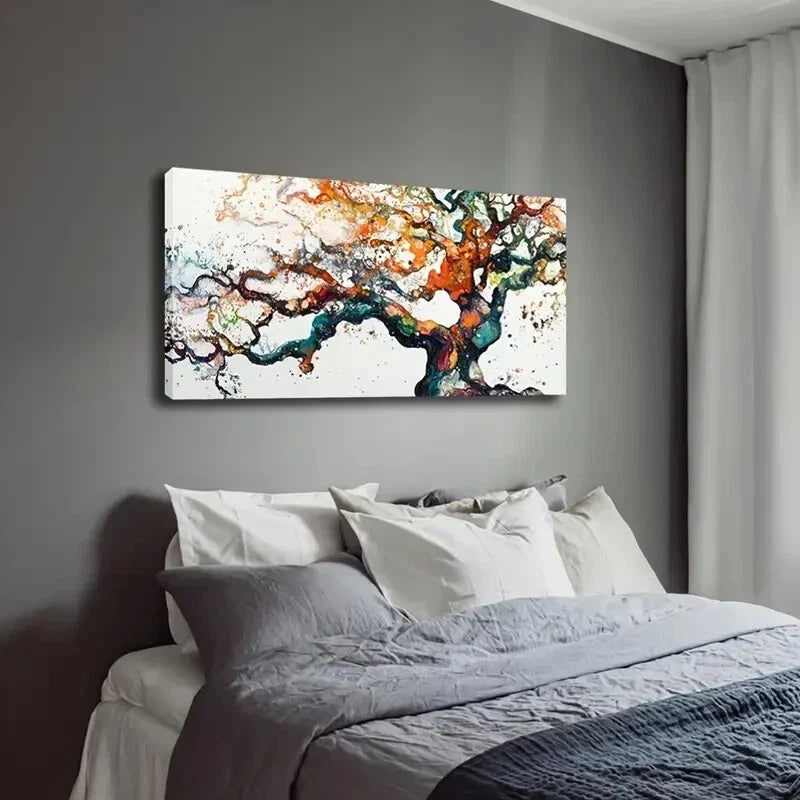 Colorful Tree of Life Filled Wall Art Canvas Office Home Room Framed 80x45cm