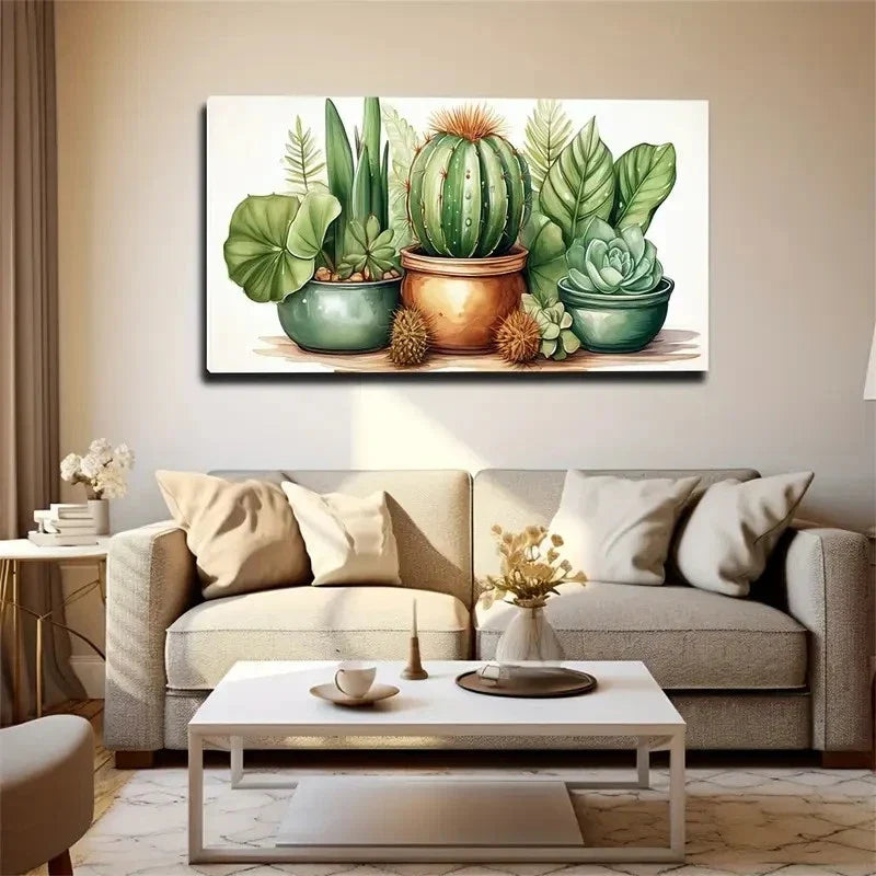 Modern Succulent Plant Wall Art Canvas Office Home Room Framed 120x60cm