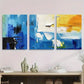 3pcs Modern Blue and Yellow Brushstroke Metal Print Ready to Hang Art