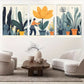3pcs Vibrant Modern Botanical Delight Canvas Wall Art Set Canvas Framed 40x60cm - High Quality Print 100% Australian Made Wall Canvas Ready to Hang