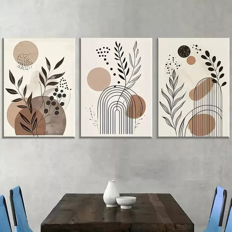 3pcs Deco Classic Modern Floral Pattern Wall Art Set Canvas Framed 40x60cm - High Quality Print 100% Australian Made Wall Canvas Ready to Hang