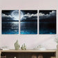 3pcs Serene Night Sky & Cloud Reflections Metal Print Ready to Hang Art