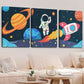 3pcs Vibrant Aesthetic Space-Themed Astronaut Wall Art Set Canvas Framed 40x60cm - High Quality Print 100% Australian Made Wall Canvas Ready to Hang
