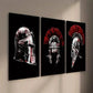 3pcs Red & White Roman Spartan Helmets Wall Art Set Canvas Framed 40x60cm - High Quality Print 100% Australian Made Wall Canvas Ready to Hang