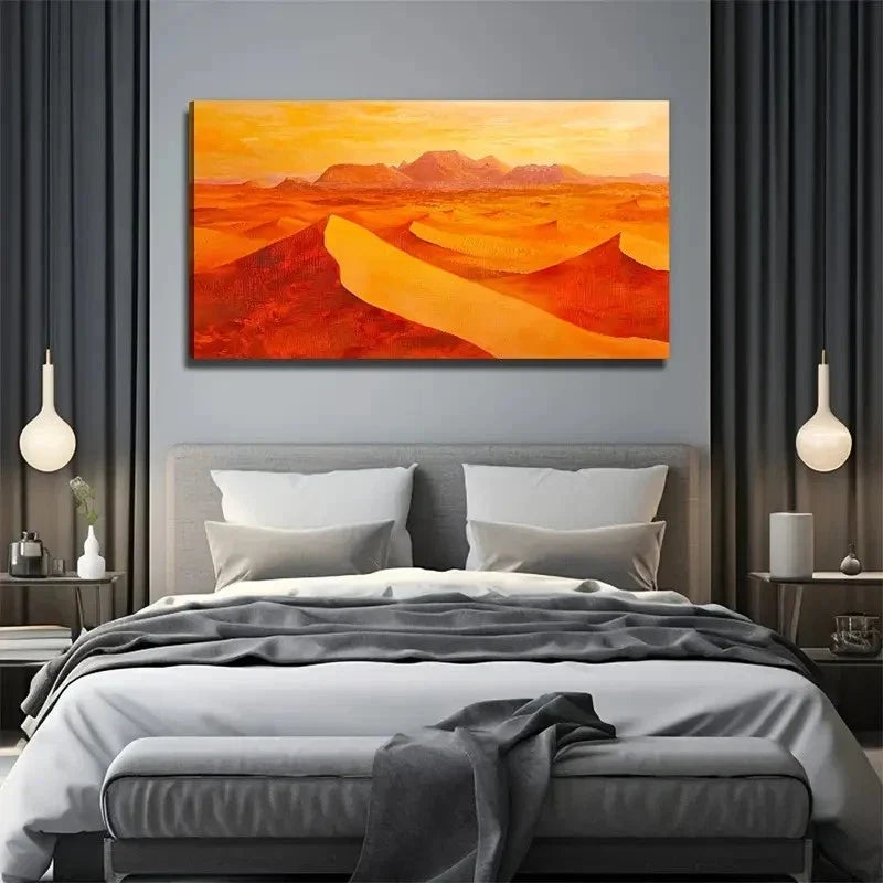 Modern Bohemian Desert Lands Wall Art Canvas Office Home Room Framed 80x45cm