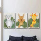 3pcs Mouse Deer Giraffe in Playful Forest Scene Wall Art Set Canvas Framed 40x60cm - High Quality Print 100% Australian Made Wall Canvas Ready to Hang